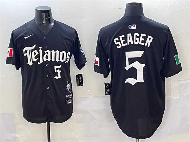 Mens Texas Rangers #5 Corey Seager Black Mexico 2025 Vapor Premier Limited Stitched Jersey